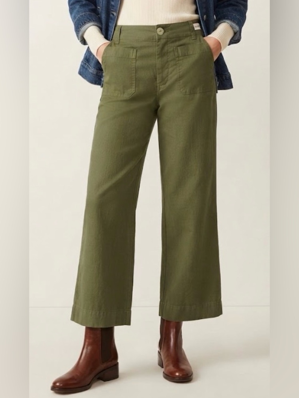 ❤️Maeve Collette Linen Blend High-Rise Wide-Leg Cropped Pants